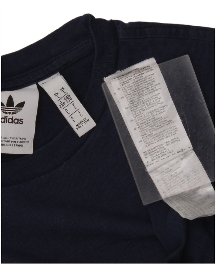 T-shirt grafica da uomo ADIDAS Top grande in cotone blu navy