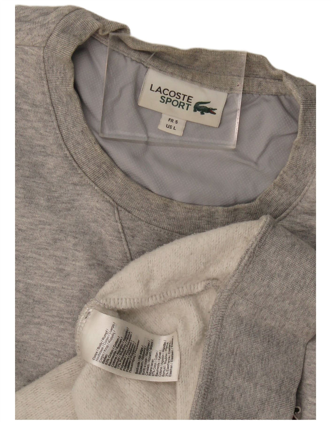 Felpa da uomo Lacoste maglione taglia 5 grande in cotone grigio