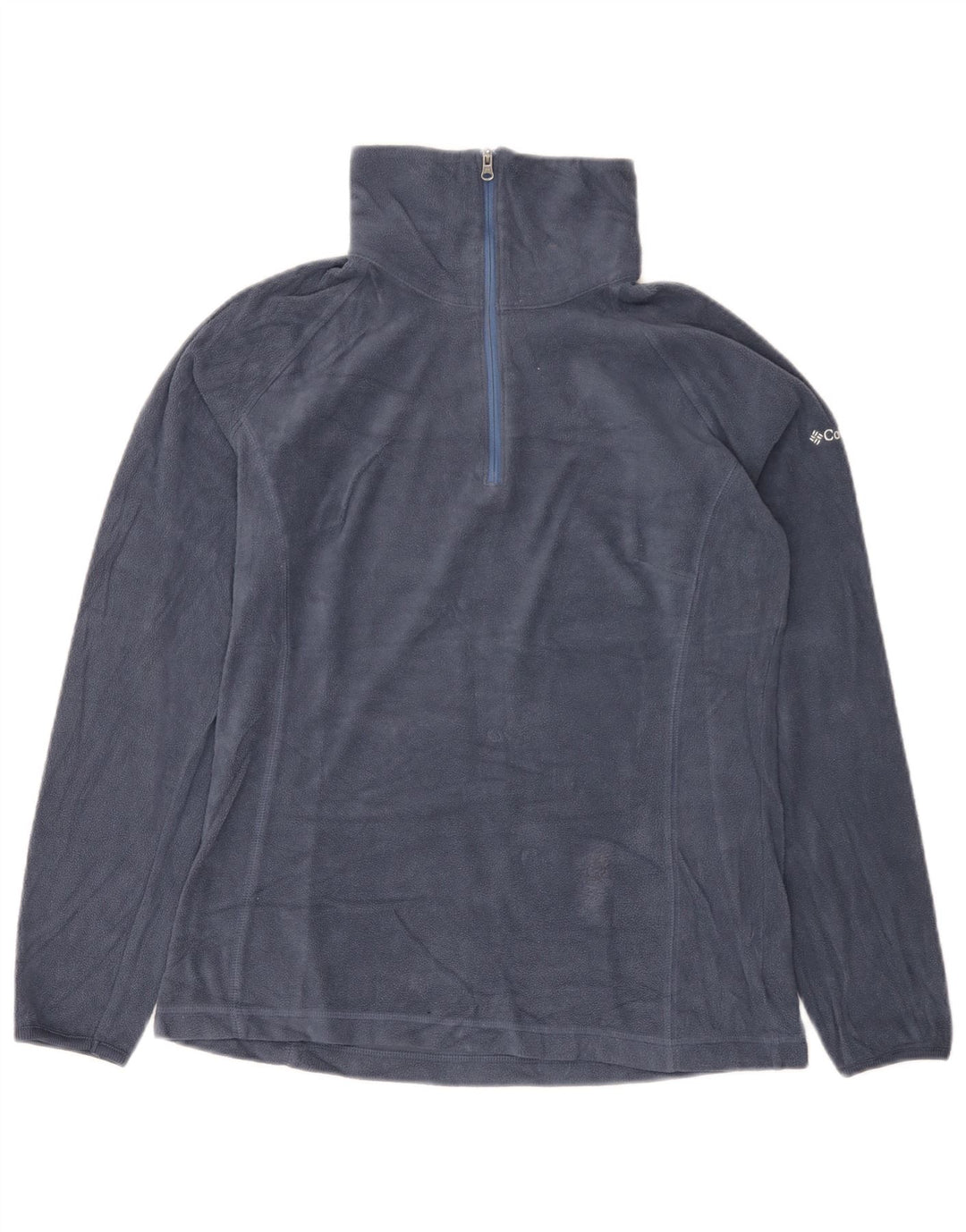 Maglione in pile da donna Columbia con zip e collo UK 10 piccolo poliestere blu navy
