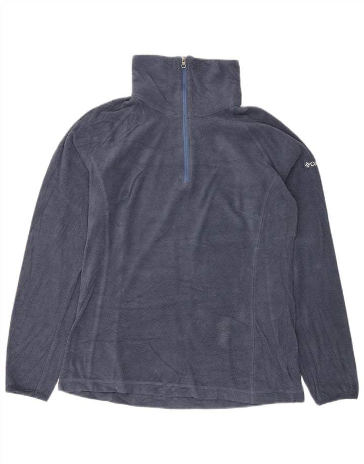 Maglione in pile da donna Columbia con zip e collo UK 10 piccolo poliestere blu navy