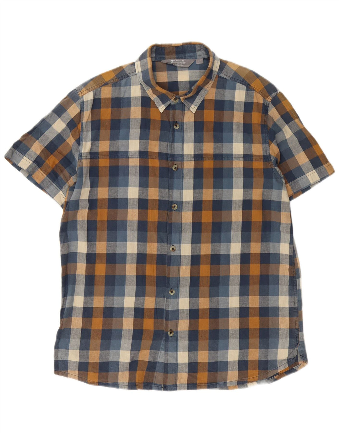 Mountain Warehouse Camicia da uomo a maniche corte in flanella a quadri grandi blu navy