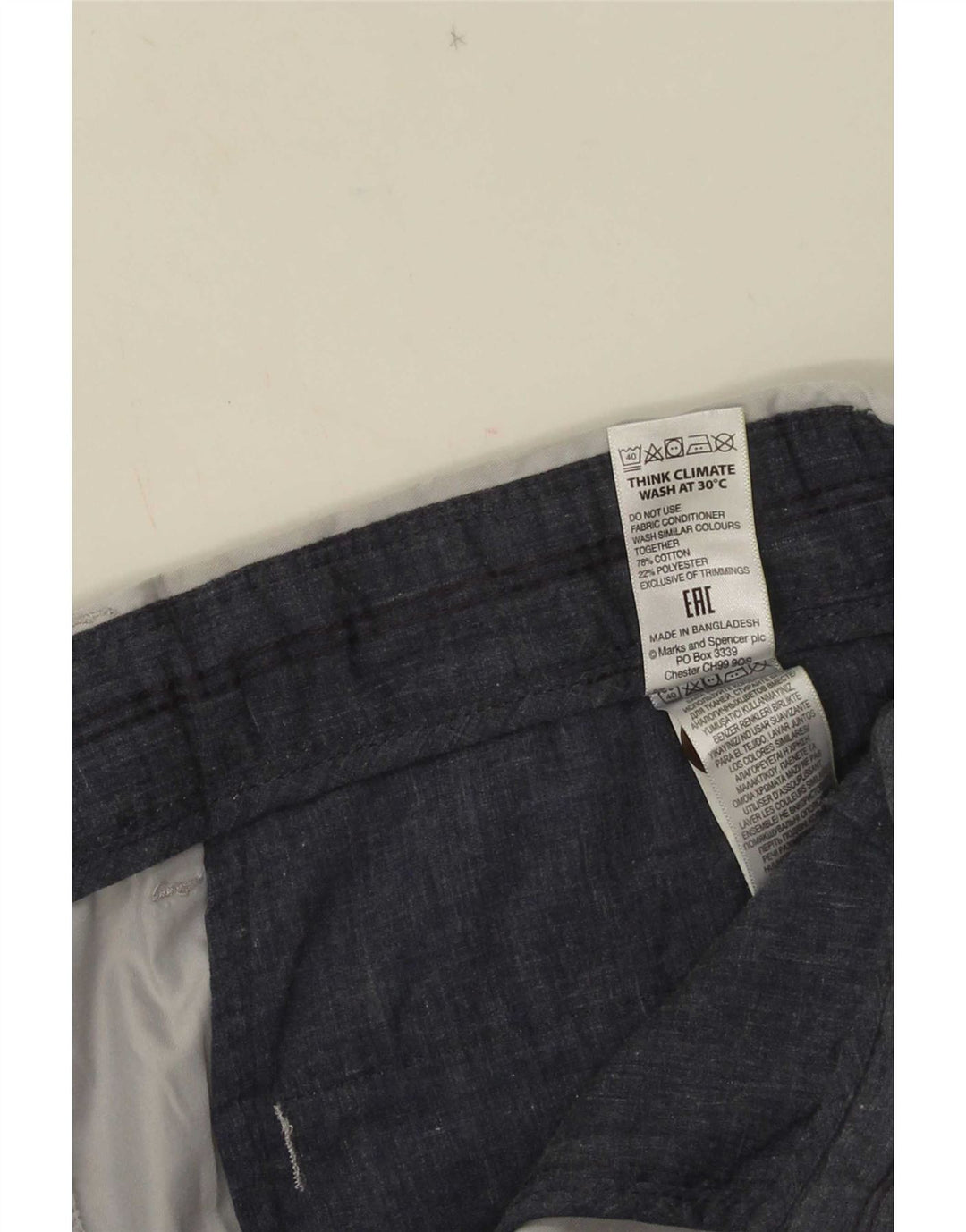 Pantaloncini chino da uomo Marks & Spencer W34 grandi in cotone grigio