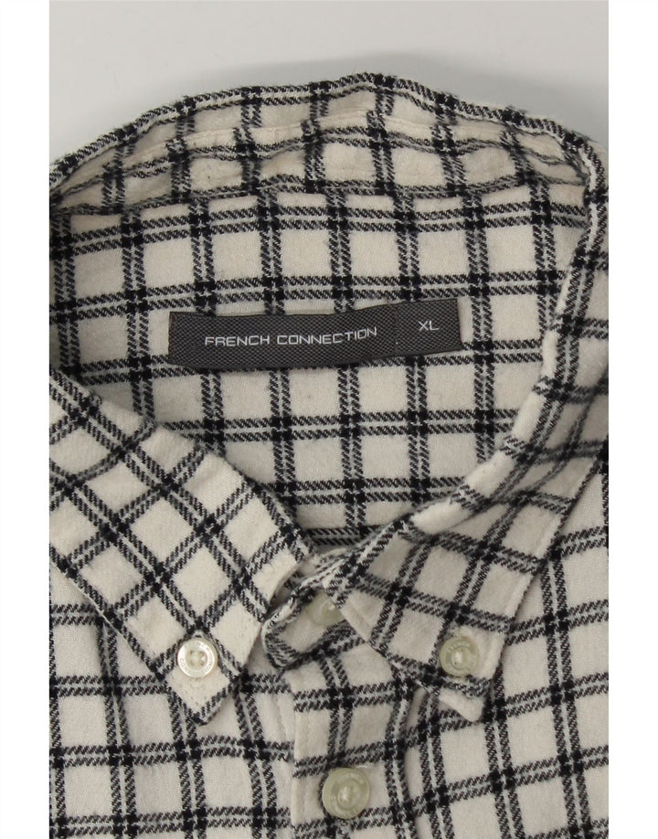 Camicia da uomo in flanella French Connection XL a quadri bianchi