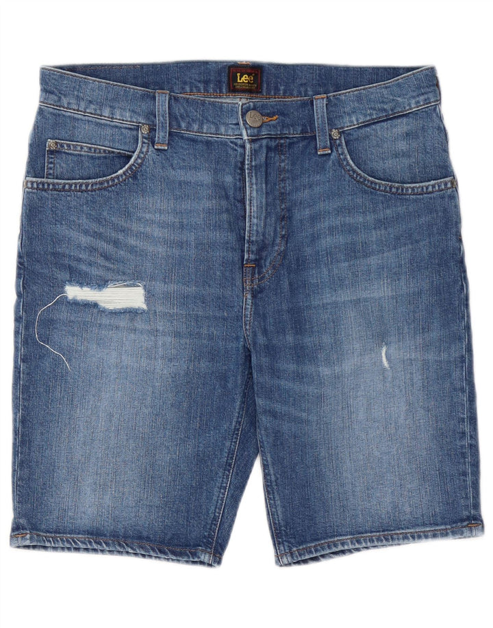 Pantaloncini di jeans invecchiati Rider da donna Lee W31 cotone blu medio