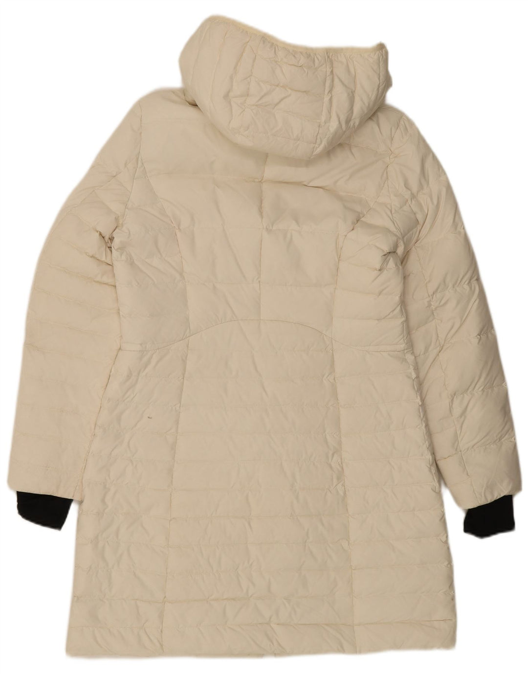 Cappotto imbottito con cappuccio da donna VINTAGE UK 14 Poliestere bianco sporco medio
