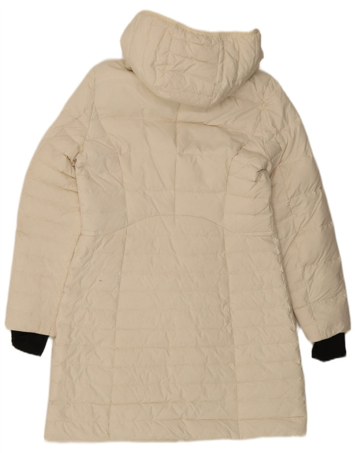 Cappotto imbottito con cappuccio da donna VINTAGE UK 14 Poliestere bianco sporco medio
