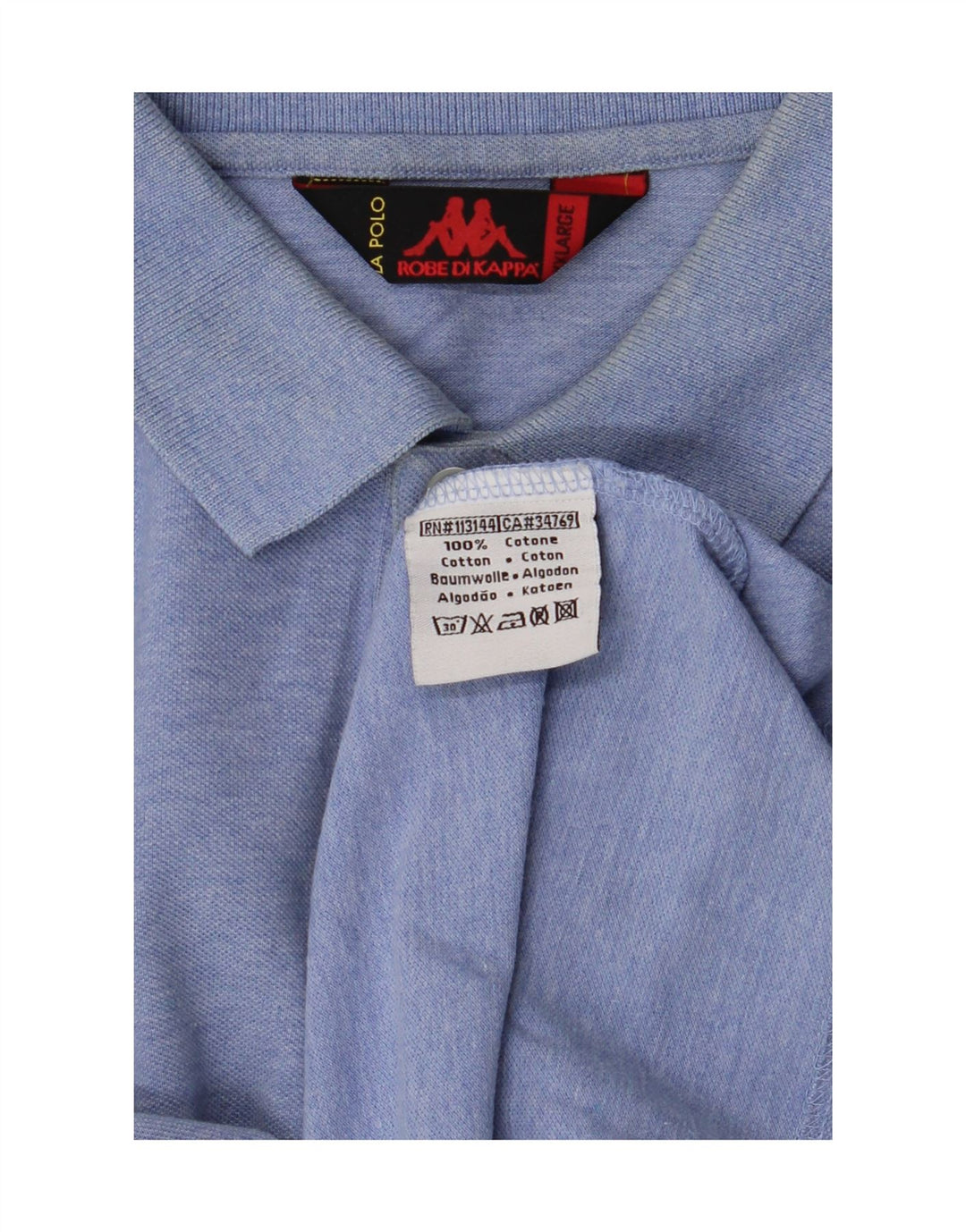 Polo KAPPA da uomo a manica lunga grande in cotone blu