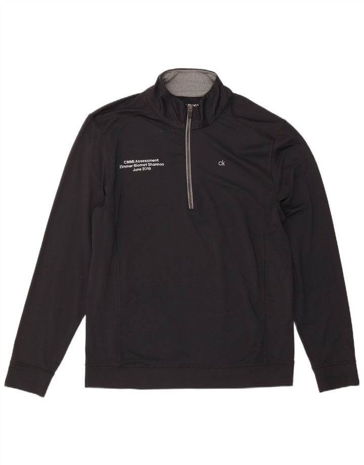 CALVIN KLEIN Maglia da tuta pullover con zip e grafica da golf da uomo, taglia grande, nera