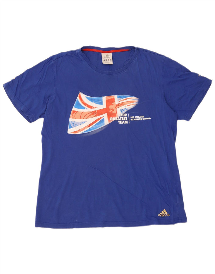 T-shirt grafica da uomo Adidas Top in cotone blu medio