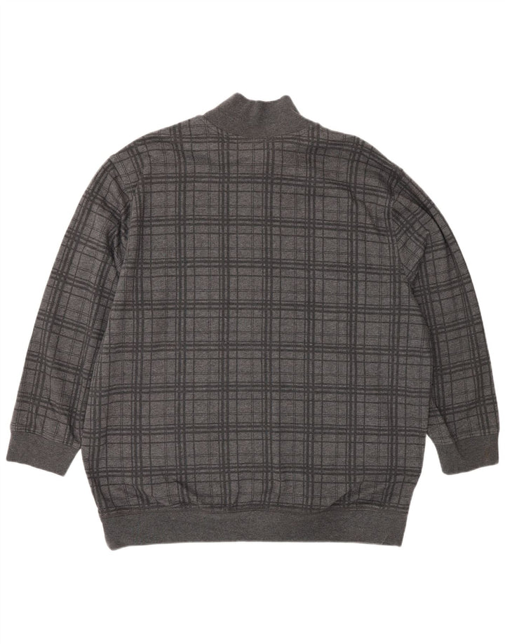 Felpa da uomo con collo con zip Nautica, maglione 2XL a quadri grigi