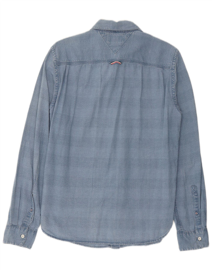 Camicia da uomo Regular Fit Tommy Hilfiger piccola in cotone geometrico blu