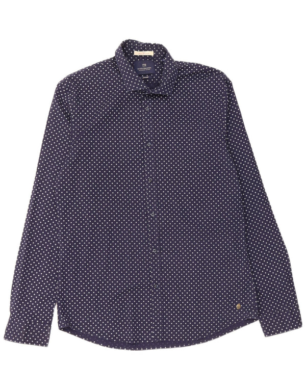 Camicia da uomo Scotch & Soda XL in cotone maculato blu navy