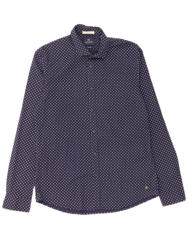 Camicia da uomo Scotch & Soda XL in cotone maculato blu navy