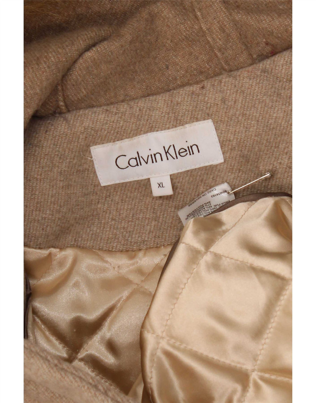 Montgomery con cappuccio da donna Calvin Klein UK 18 XL Beige Lana