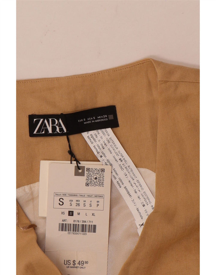 Gilet Zara da donna UK 10 piccolo in lino beige