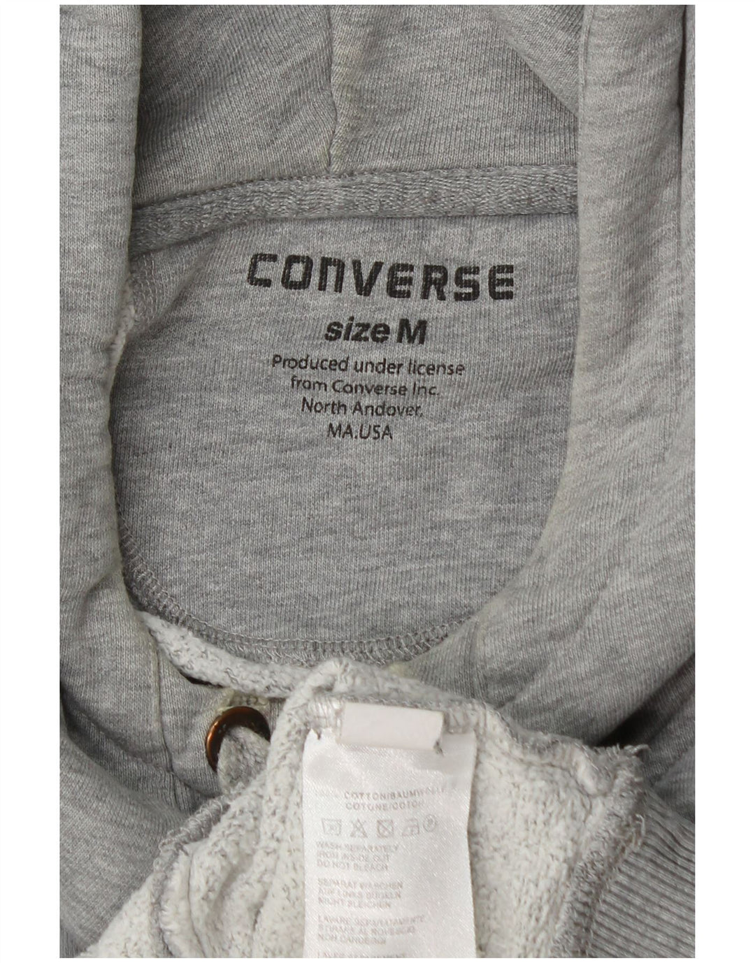 Maglione con cappuccio grafico da uomo Converse in cotone chiazzato grigio medio