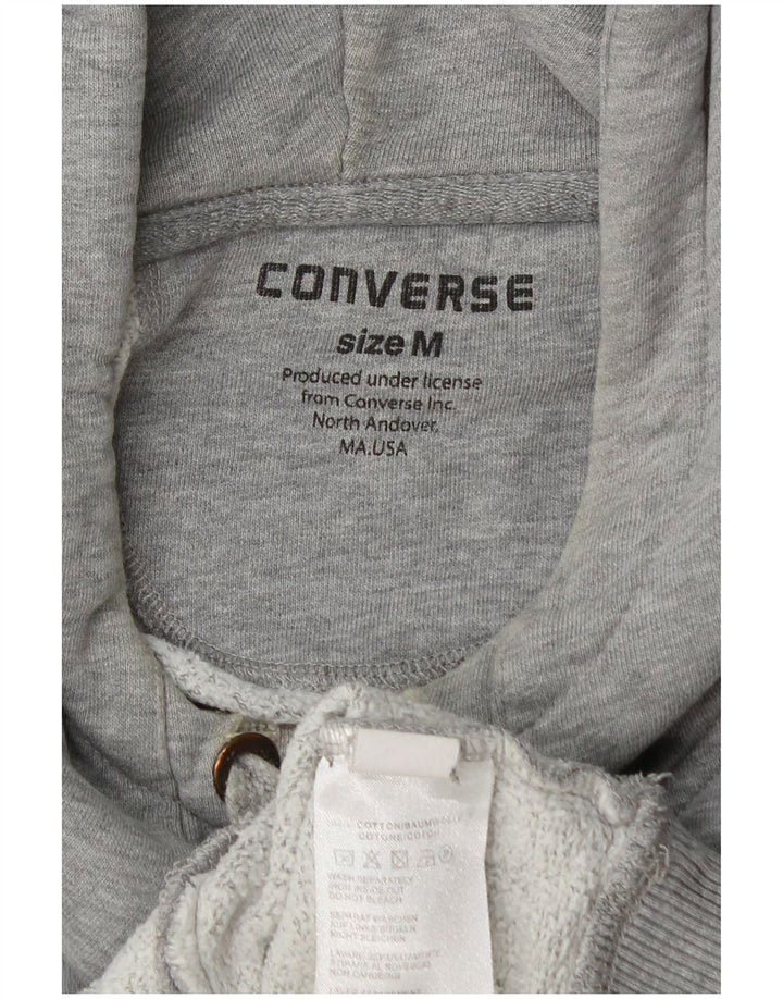Maglione con cappuccio grafico da uomo Converse in cotone chiazzato grigio medio