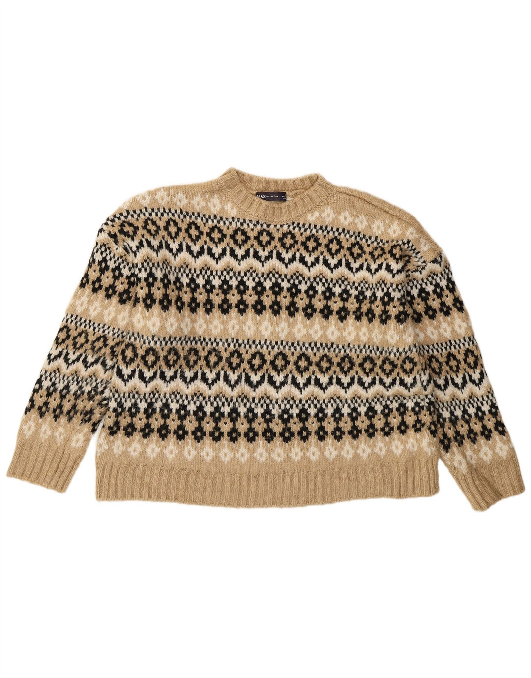 Maglione maglione girocollo corto da donna Marks & Spencer UK 14 grande Beige