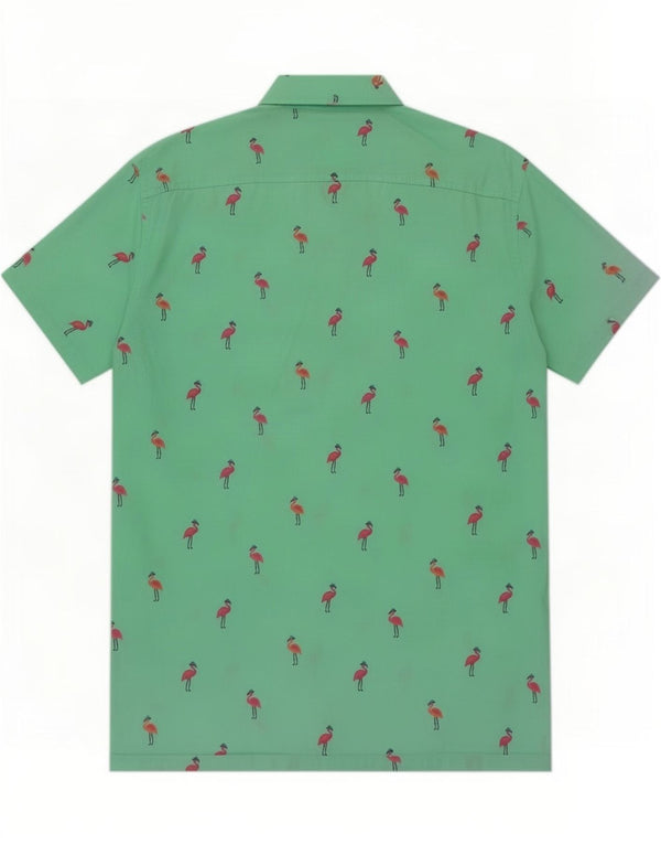 Camicia Hollister da uomo a maniche corte hawaiana elasticizzata grande in cotone verde