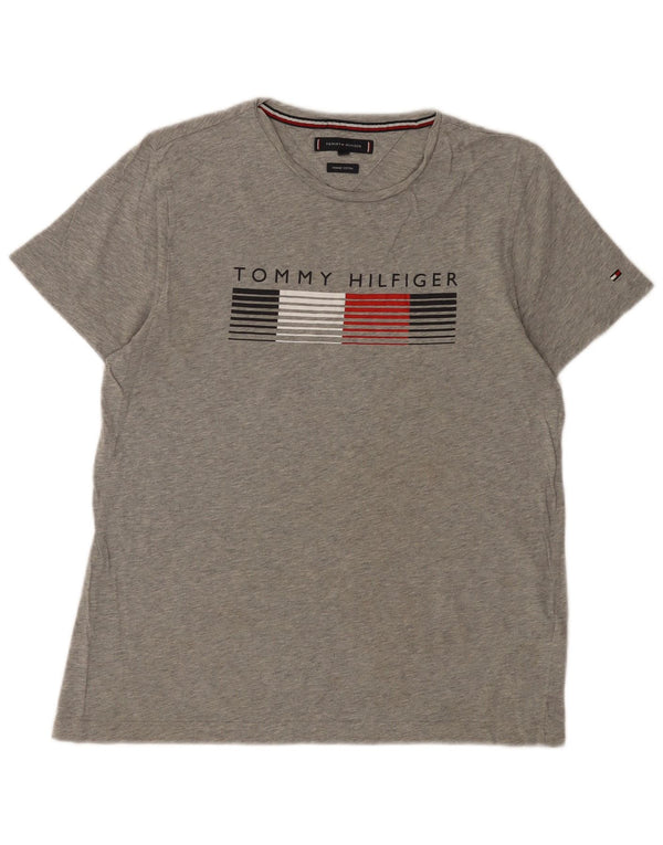 T-shirt grafica da donna Tommy Hilfiger Top UK 14 Cotone grigio medio