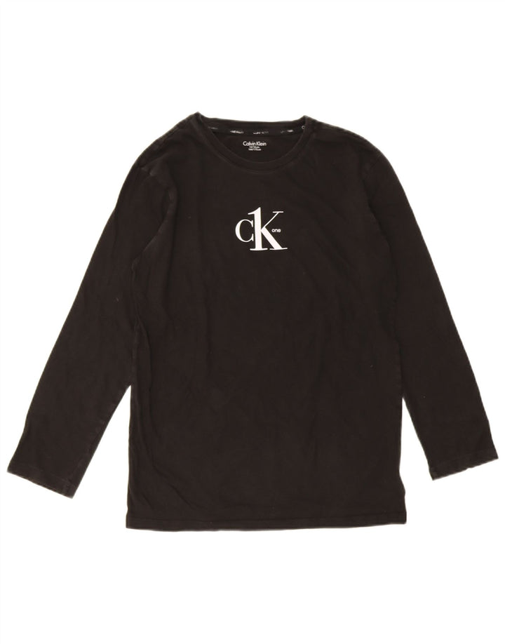 Calvin Klein Maglietta grafica da ragazzo a manica lunga 14-15 anni in cotone nero