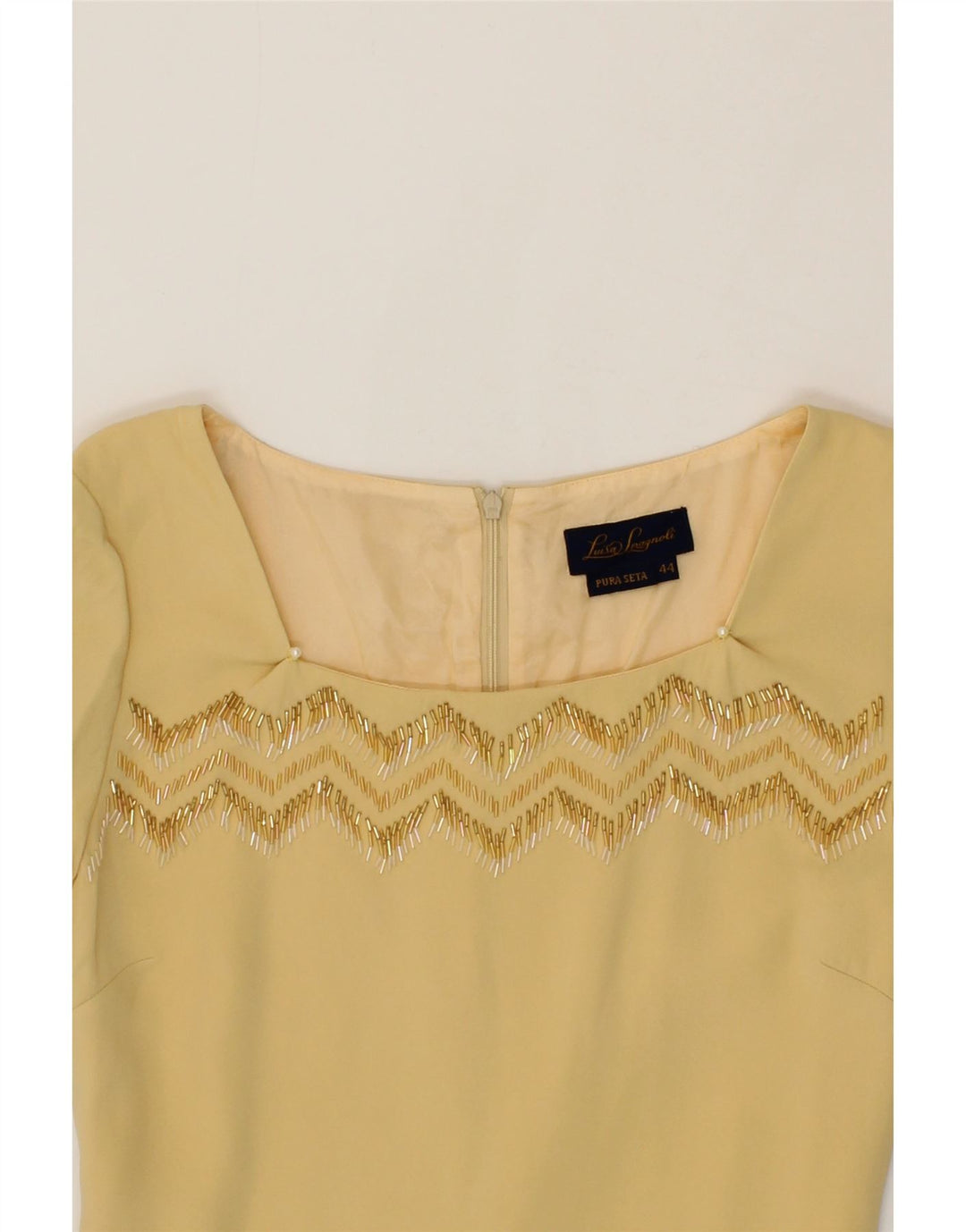 LUISA SPAGNOLI Womens Sheath Dress IT 44 Medium Beige Silk Vintage Luisa Spagnoli and Second-Hand Luisa Spagnoli from Messina Hembry 