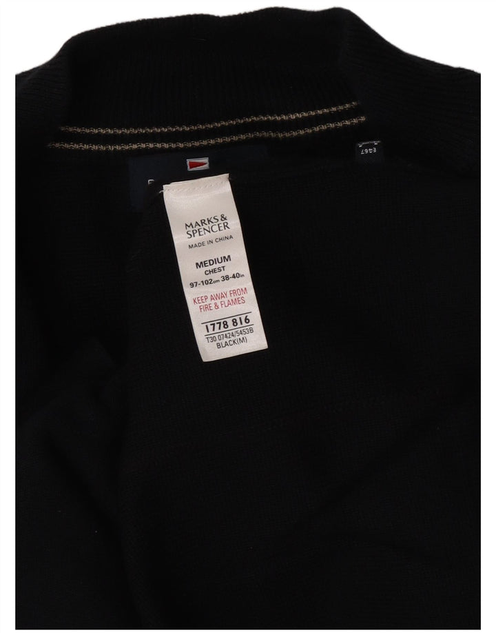 Maglione cardigan da uomo Marks & Spencer Blue Harbour in cotone blu navy medio