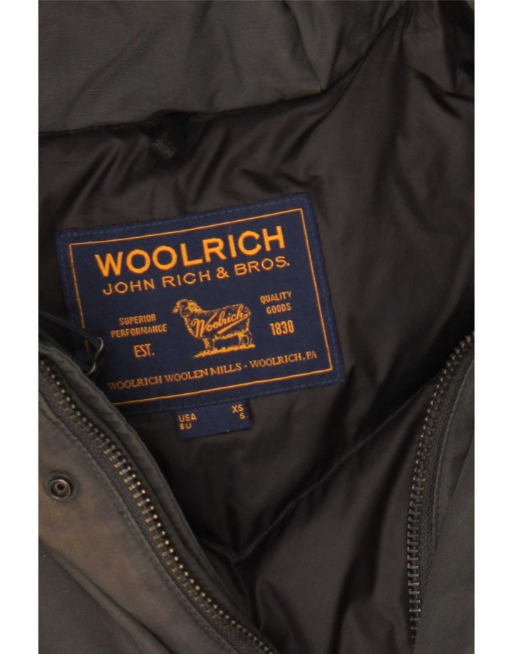 Cappotto imbottito con cappuccio da uomo Woolrich UK 36 piccolo cotone grigio