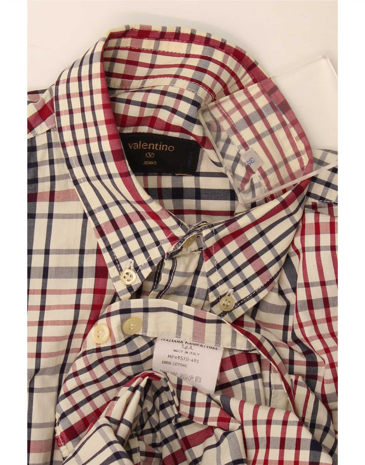 Valentino Camicia da uomo taglia 39 cotone a quadri multicolore medio