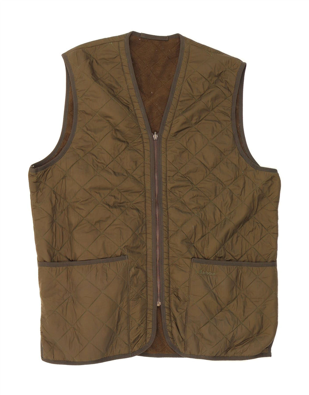 BARBOUR Mens Quilted Gilet UK 40 Large Khaki Polyamide Vintage Barbour and Second-Hand Barbour from Messina Hembry 