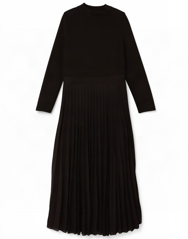 Vestito lungo a maniche lunghe da donna Zara UK 14 grande elastan nero