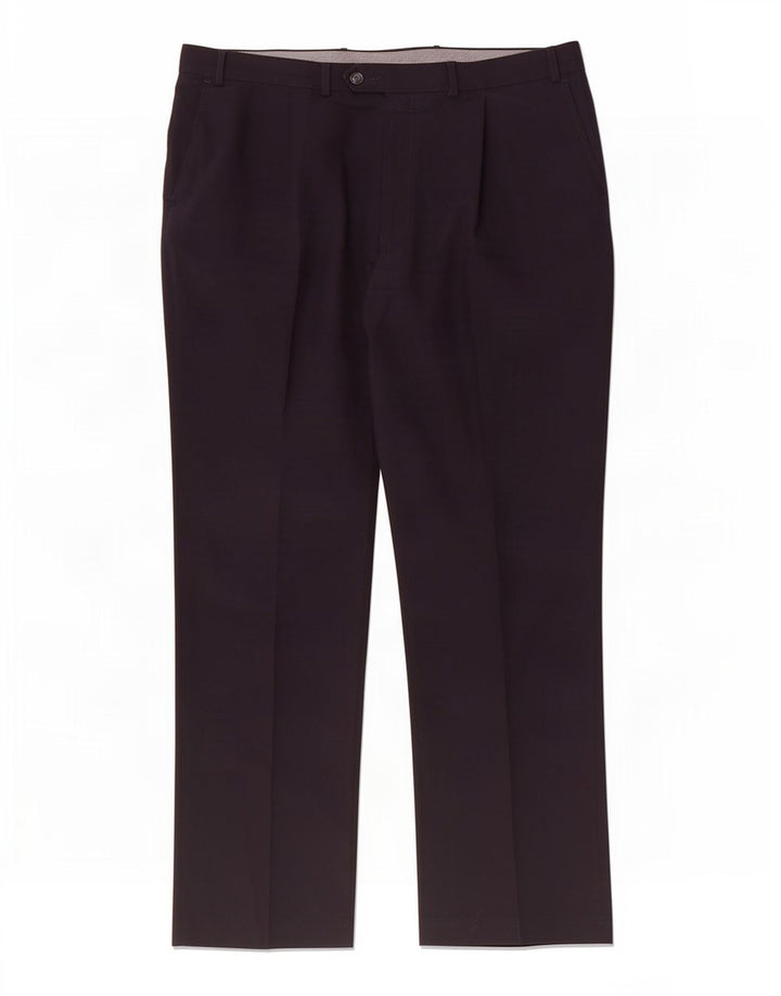 Pantaloni da abito con pegging da uomo Marks & Spencer W40 L33 poliestere blu navy