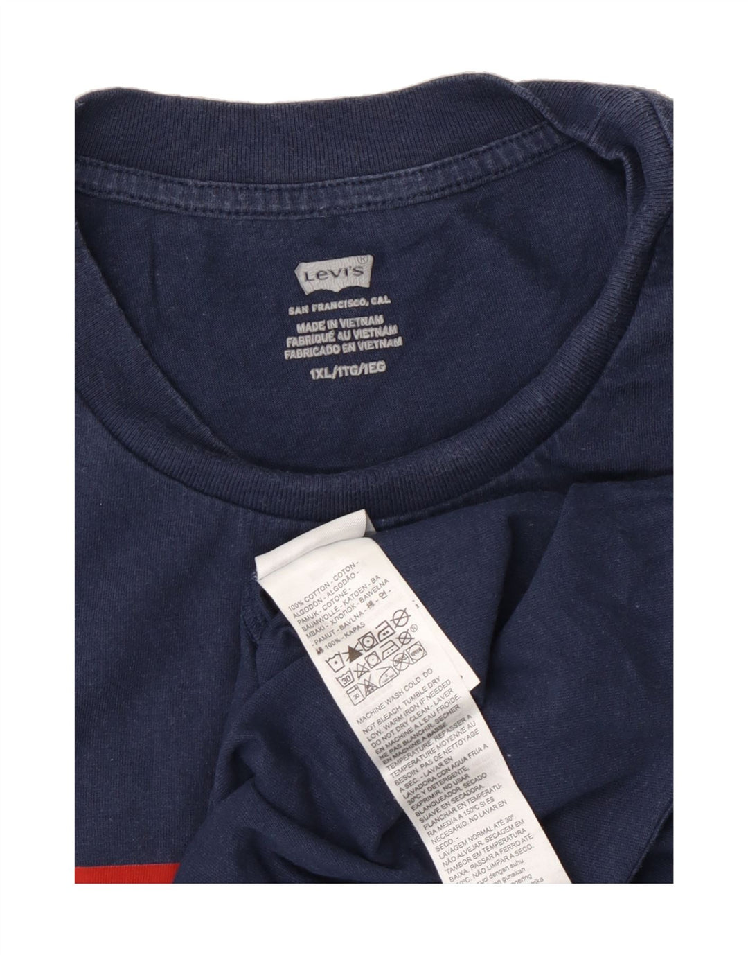 LEVI'S Mens Graphic T-Shirt Top XL Navy Blue Cotton Vintage Levi's and Second-Hand Levi's from Messina Hembry 