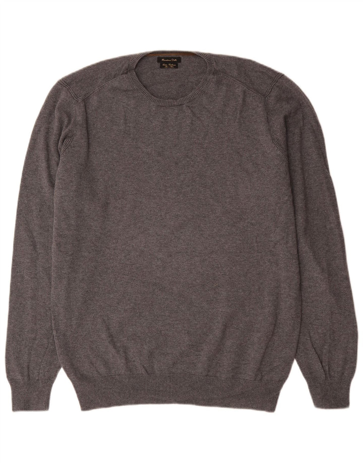 Maglione maglione girocollo da uomo Massimo Dutti XL in cotone grigio
