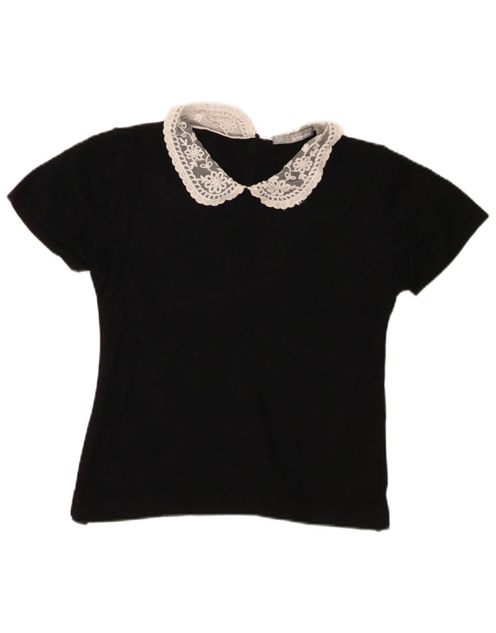 Top camicetta corta da donna Marks & Spencer UK 12 medio nero