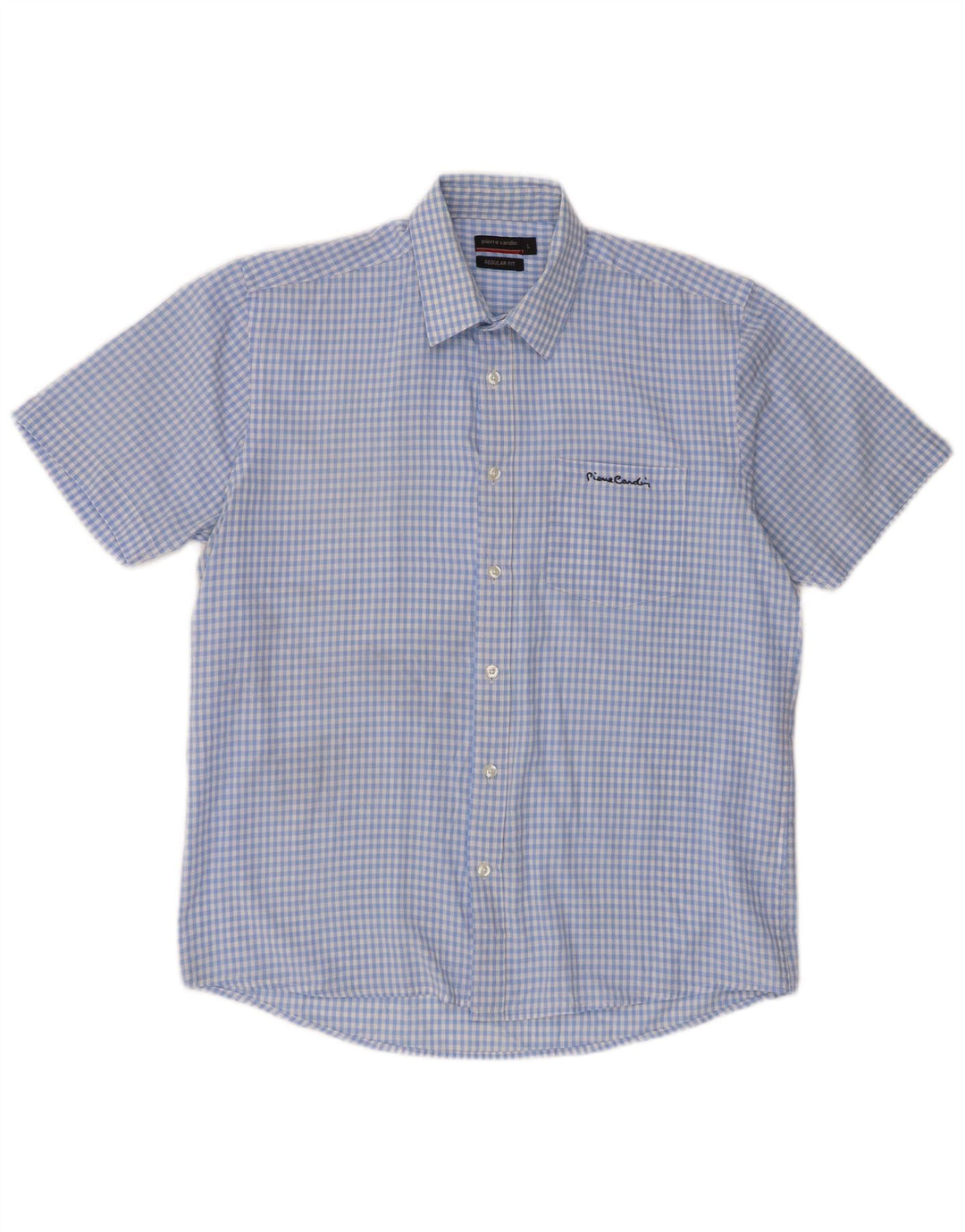 Pierre Cardin Camicia da uomo a maniche corte con vestibilità regolare, grande a quadretti blu