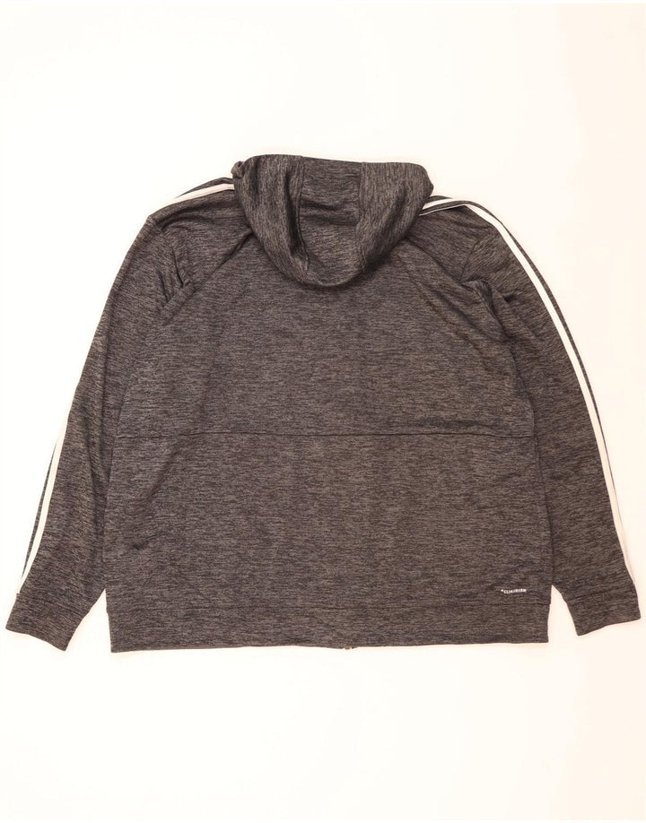 Maglione con cappuccio e zip ADIDAS Climalite da uomo 2XL Poliestere chiazzato grigio