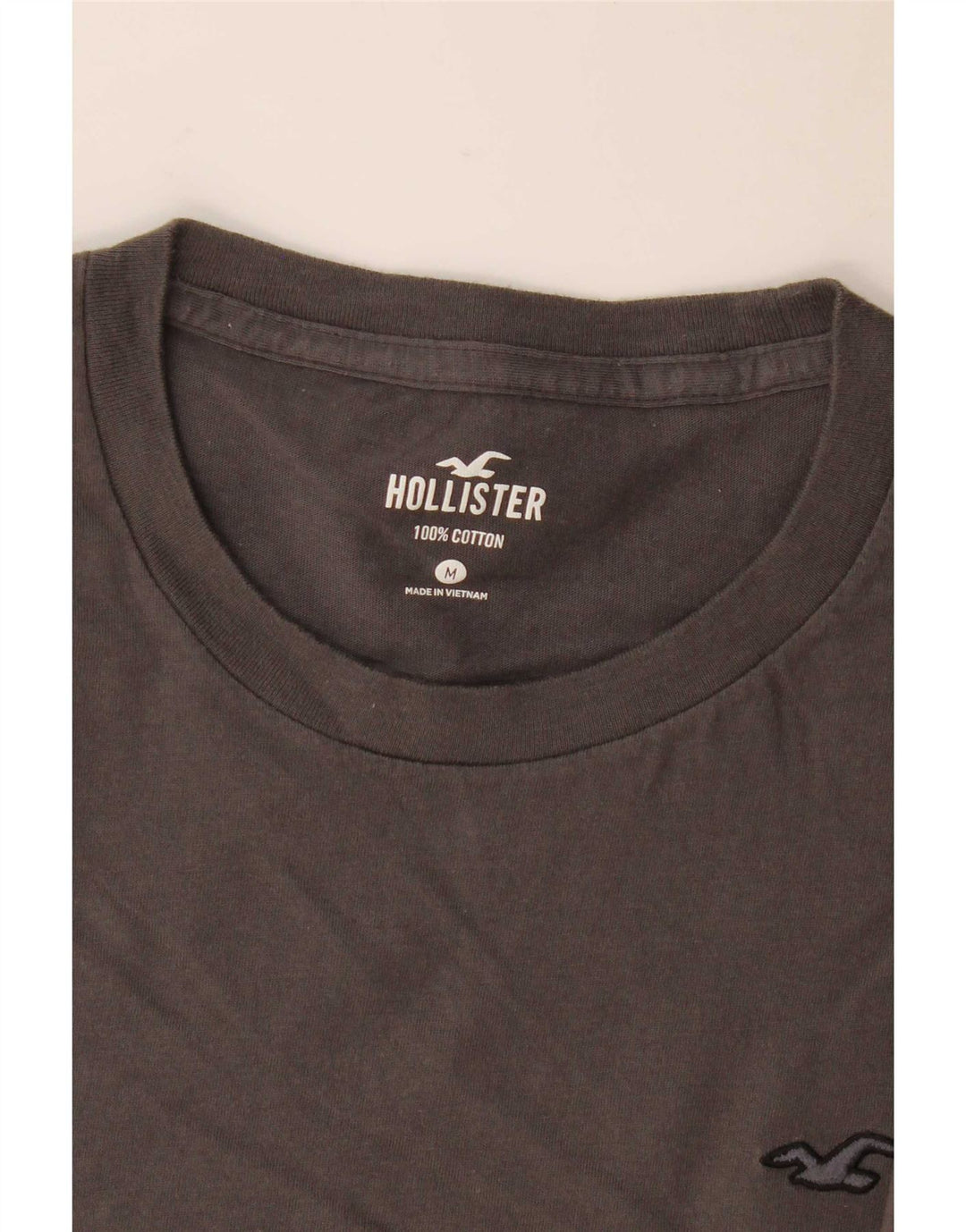 T-shirt Hollister da uomo in cotone grigio medio