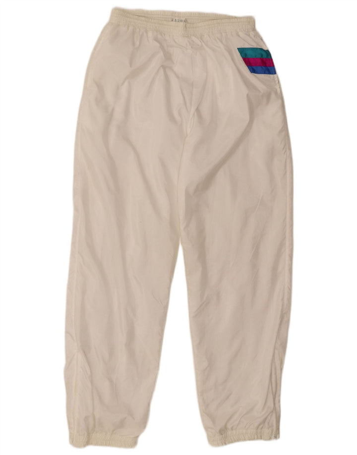 VINTAGE Mens Tracksuit Trousers Joggers UK 42 Large  White Polyamide