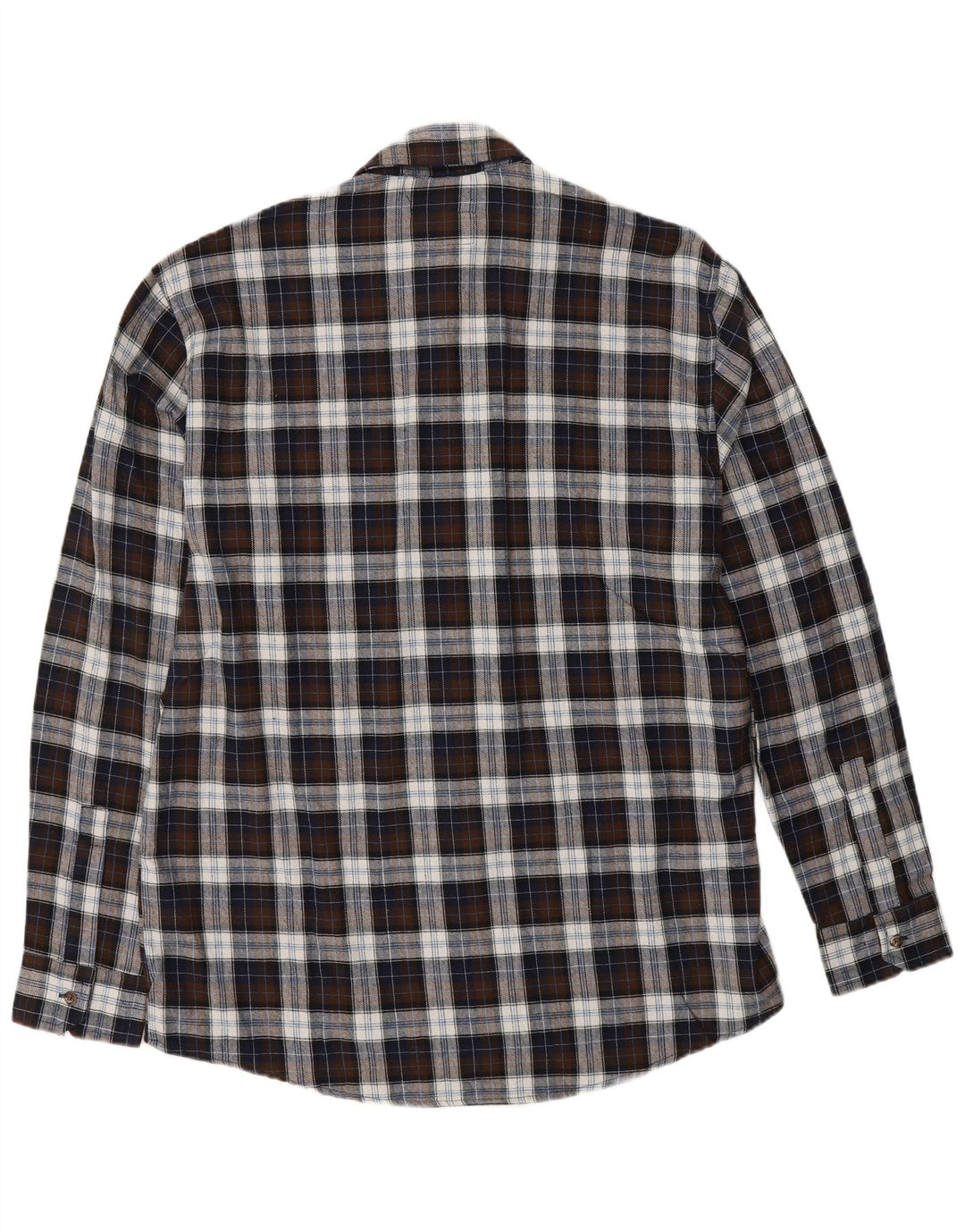PROGETTO EUROPEO Camicia da uomo in flanella di cotone a quadri marroni grandi