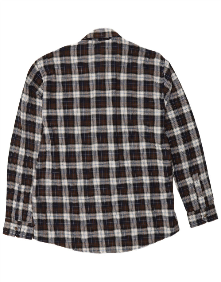 PROGETTO EUROPEO Camicia da uomo in flanella di cotone a quadri marroni grandi