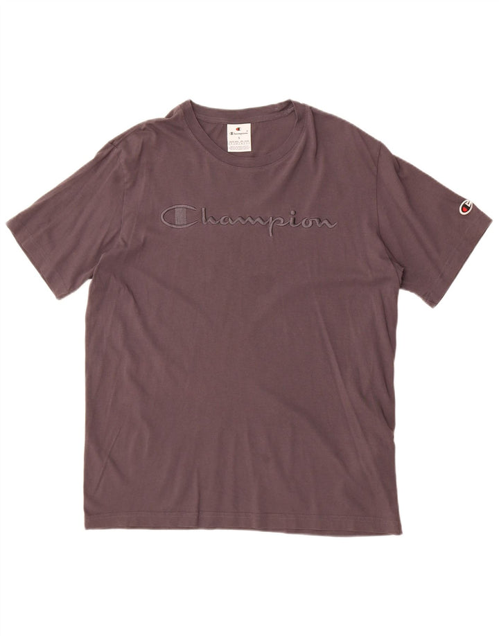 T-shirt grafica da uomo Champion Top piccola in cotone grigio