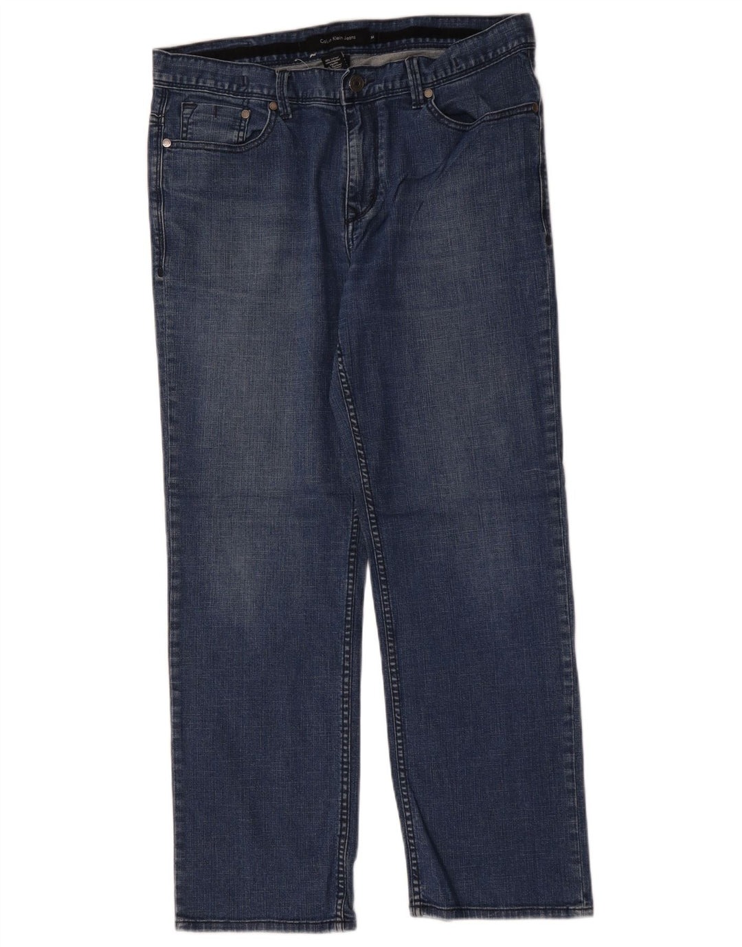 CALVIN KLEIN Jeans dritti da uomo W34 L30 Blu Cotone