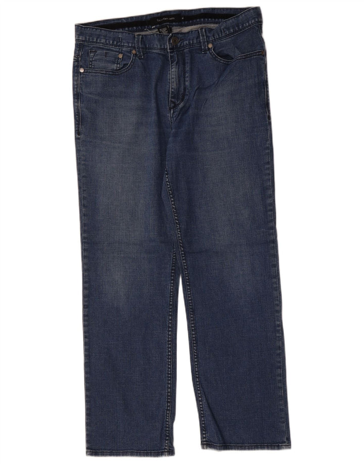 CALVIN KLEIN Jeans dritti da uomo W34 L30 Blu Cotone