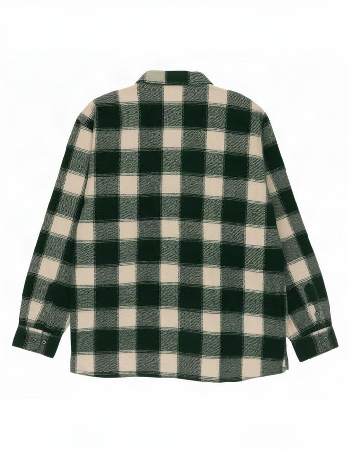 Giacca shacket vintage da uomo UK 44 2XL cotone a quadretti verde