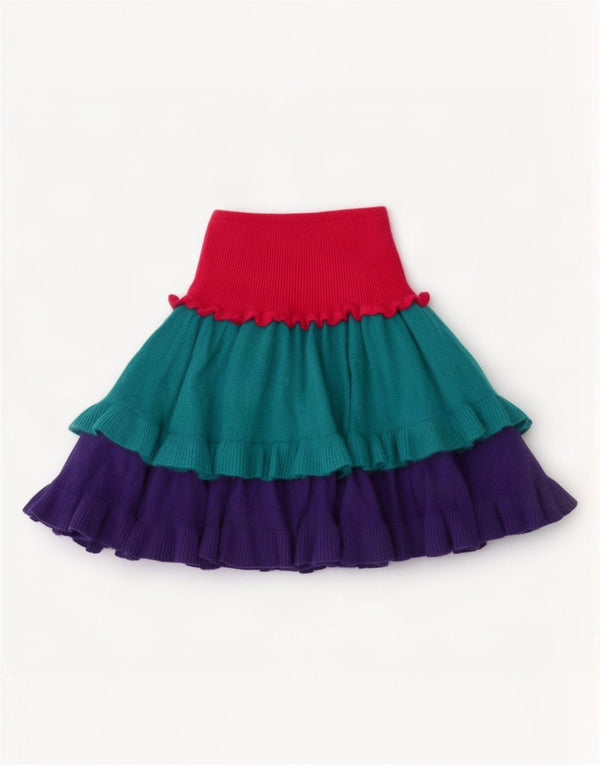 Gonna a strati in maglia da donna Blumarine W26 piccola in lana color block multicolore