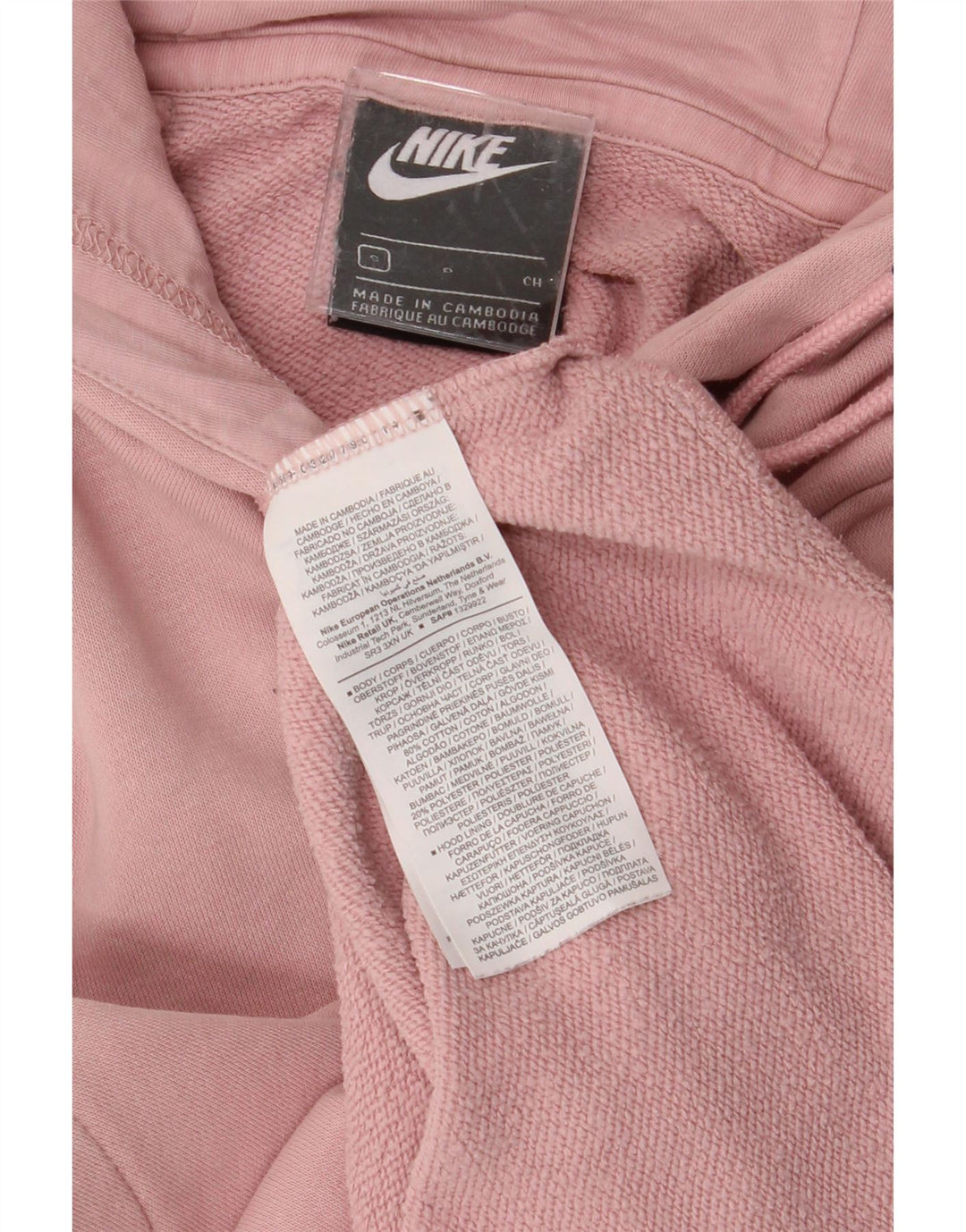 Maglione oversize con cappuccio NIKE da donna UK 10 piccolo cotone rosa