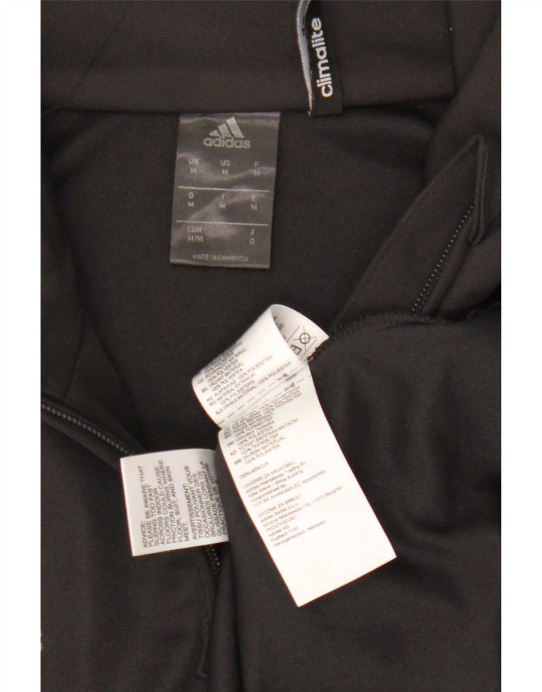 Top della tuta da ginnastica Adidas Climalite con zip e collo da uomo, colore nero medio