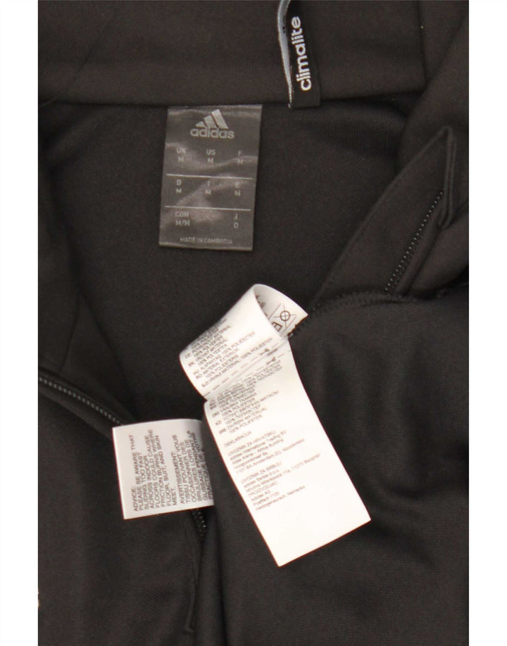 Top della tuta da ginnastica Adidas Climalite con zip e collo da uomo, colore nero medio