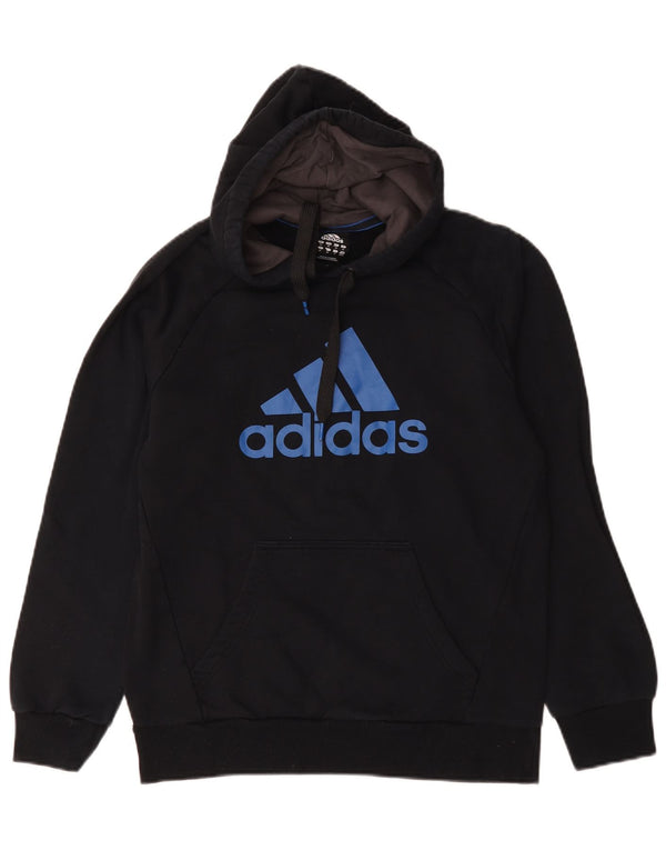 Felpa con cappuccio grafica da uomo Adidas, cotone medio nero